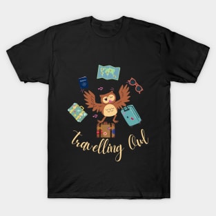 Travelling Owl on a Suitcase Female Edition T-Shirt